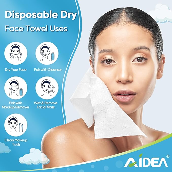 AIDEA XL Face Towels Disposable 50Ct, Clean Facial Cloths, Facial Cleansing - Image 4
