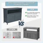 HIPS All-Weather Outdoor Storage Cabinet,Outdoor Sideboard with Magnetic Doors,3-Shelves Patio Storage Cabinet, Used for Garden,Buffet Cabinet,TV Stand, Bar Table,Balcony - Image 6