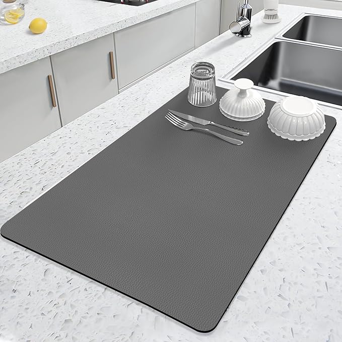 LOPNUR Kitchen Dish Drying Mat, Super Absorbent Dish Drying Pad, Diatomite by LOPNUR