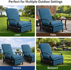 Kozyard Adjustable Outdoor Reclining Lounge Chair, Cushioned Patio Chaise Lounge with Extendable Metal Frame for Sunbathing, Reading & Relaxing – Comfortable Outdoor Recliner(Aqua) - Image 6