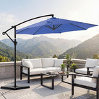 OLIXIS Offset Patio Umbrella, 9.7FT Cantilever Table Umbrellas for Outdoor Sun Shade UV Protection with Easy Tilt Adjustment, 8 Ribs for Backyard, Lawn, Garden, Pool - Blue - Image 7