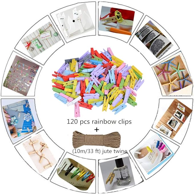 DurReus 50PCS Tiny Wooden Clothespins Photo Paper Peg Mini Wood Clothes Pins - Image 7