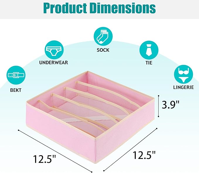 Drawer under Cabinet Clothes Organizer 5 Cell Foldable Storage Cubes Underwear - Image 2