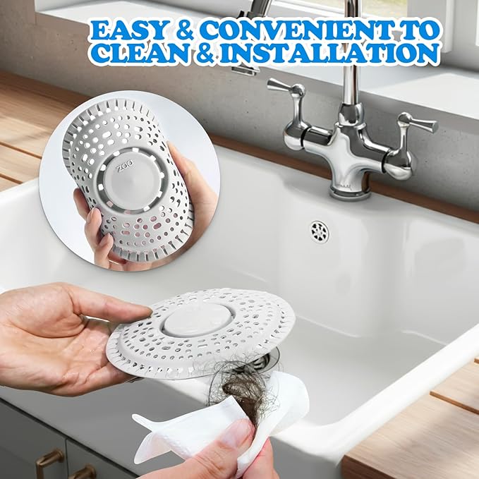 zaa Shower Drain Hair Catcher, Upgraded 2 Pack Premium Silicone Drain Protector - Image 5