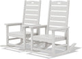 SERWALL Outdoor Rocking Chair Set of 2, Oversized Rocking Chair with Footboard for Adults, HDPE All Weather Resistant Rocking Chairs for Patio, 350lbs Weight Capacity, White by SERWALL