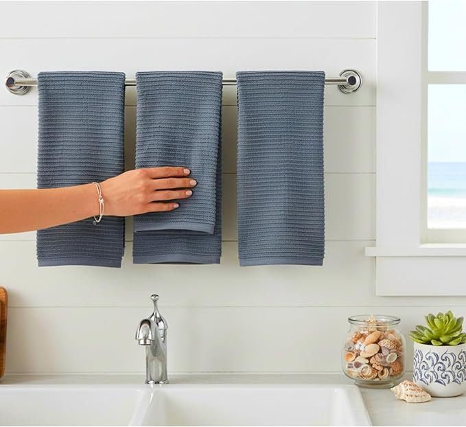 Serafina Home Slate Blue Gray Grey Kitchen Hand Dish Towels: Oversized 28" x 18" - Image 7