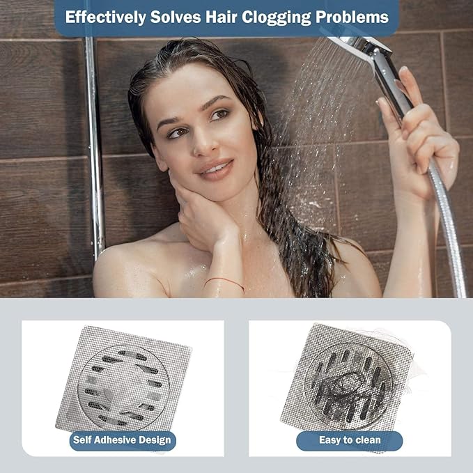 25 Packs - Disposable Shower Drain Hair Catcher 3.94 Inches Square Drain Hair - Image 3