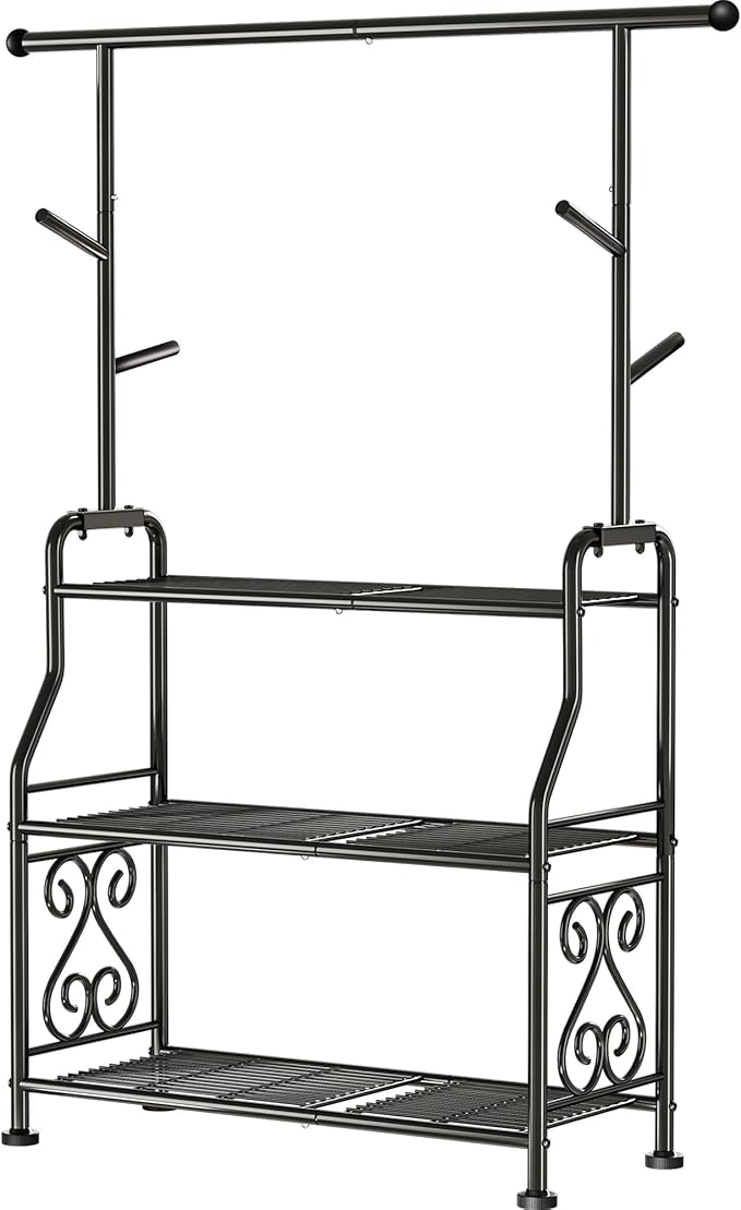 GIOTORENT Plant Stand Indoor, 3-Tier Heavy Duty Metal Shelf for Patio & Indoor, Tall Plant Holds 14+ Plants with 5 Hooks, Rust-Proof Plant Holder for Garden, Balcony, Living Room, Black - Image 7