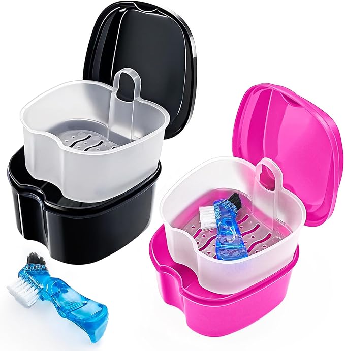 Keedolla 2 Pack Denture Bath Box Cup Retainer Cleaner Case by Keedolla