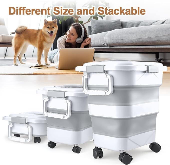 Dog Food Storage Container, 10-20 lbs Airtight Collapsible Cat Food Storage - Image 5