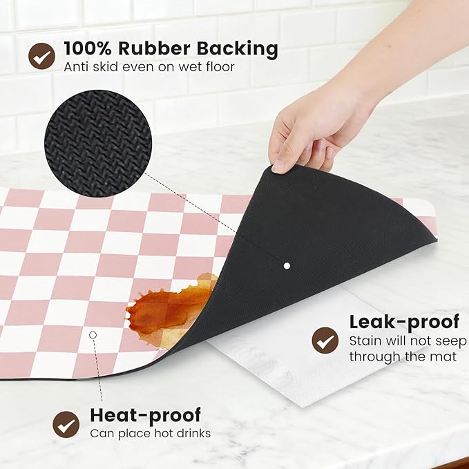 17" x 32" Checkered Dish Drying Mat - Image 6