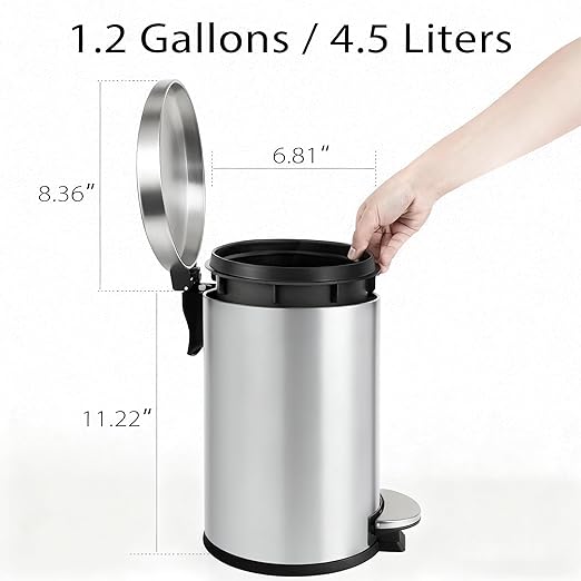 TIPGO Small Trash Can with Lid Soft Close, 4.5 Liters / 1.2 Gallon Bathroom - Image 5