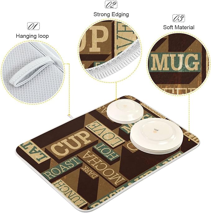 Super Absorbent Dish Drying Mat, Microfiber Fast-Drying Dish Mat, Kitchen Dish - Image 4