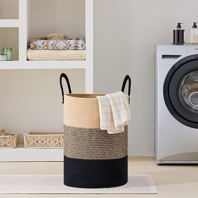VIPOSCO Large Laundry Hamper, Tall Woven Rope Storage Basket - Image 7