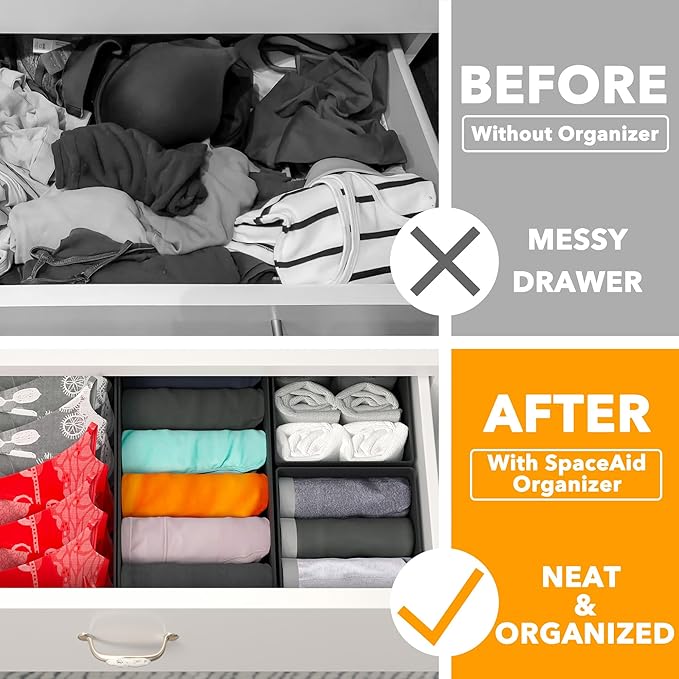 SpaceAid Drawer Organizer Clothes, 24 Pack Dresser Organizer Bins - Image 2