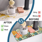 Abstract Leaves Sink Faucet Absorbing Mat Boho Leaves Super Absorbent Fast - Image 6