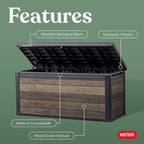 Keter Signature Collection 150 Gallon Resin Deck Box Organization and Storage Box for Patio Outdoor Cushions, Throw Pillows, Garden Tools and Pool Supplies, Walnut - Image 4