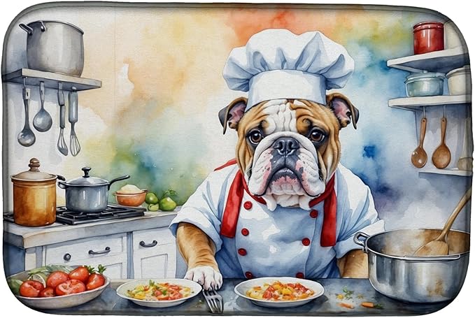 Caroline's Treasures DAC6242DDM English Bulldog The Chef Dish Drying Mat by CarolinesTreasures