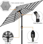 Blissun 7.5 ft Patio Umbrella, Yard Umbrella, Outdoor Market Umbrella with Push Button Tilt Crank (Black&White) - Image 2