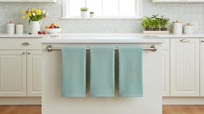 Seafoam Light Sage Aqua Mineral Green Kitchen Hand Dish Towels: Oversized 28" x - Image 3