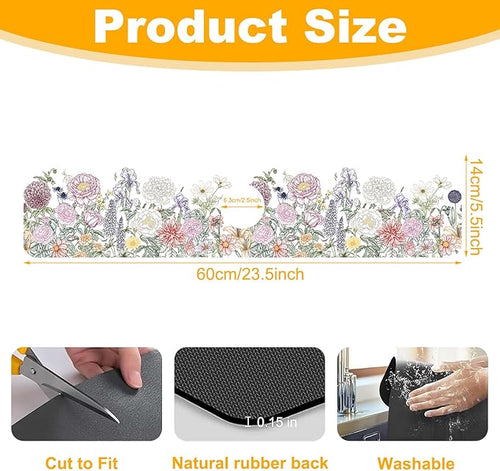 2 Pack Butterfly Floral Sink Splash Guard Faucet Mat Rose Lily Tulip Peony - Image 2