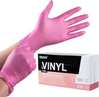 OKIAAS Black/Pink Vinyl Disposable Gloves Latex Free, Food Grade, 5 mil by OKIAAS