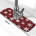 Christmas Snowflake Ho Red Black Buffalo Plaid Kitchen Sink Splash Guard Faucet by WILL+BUDXEG