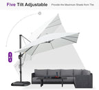 PURPLE LEAF 10'×10' Patio Umbrella with Base and Cover Outdoor Large Offset Cantilever Umbrella Heavy Duty Sun Umbrella for Garden Deck Pool Patio White - Image 8
