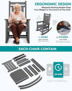 SERWALL Oversized Rocking Chair, Outdoor Rocking Chair for Adults, All Weather Resistant Porch Rocker for Lawn Garden, Grey - Image 4