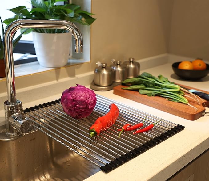Ahyuan Roll up Dish Drying Rack Over The Sink Kitchen Roll up Sink Drying Rack - Image 3