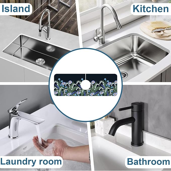 Blooming Lilies Kitchen Sink Splash Guard Faucet Mat Valley Lilies Flowers - Image 7