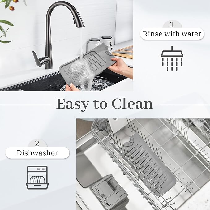 PoYang 24 Inch Faucet Mat for Kitchen Sink Splash Guard Behind Faucet, Sink - Image 9