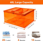 Vieshful Orange 40L Clear Clothes Storage Bag Colorful Clothes Organizer - Image 2