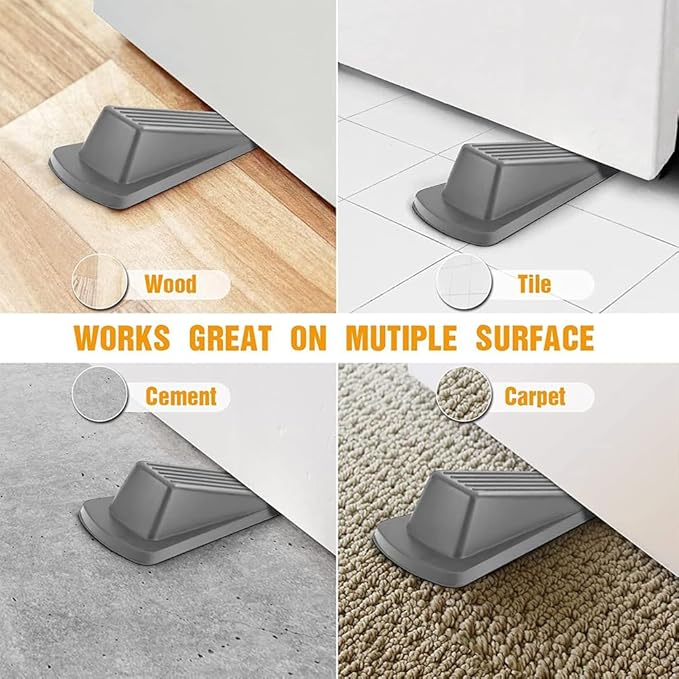 Door Stopper, Doorstopper, 4 Pack Rubber Door Stop, Sturdy Non Slip, Stackable - Image 7