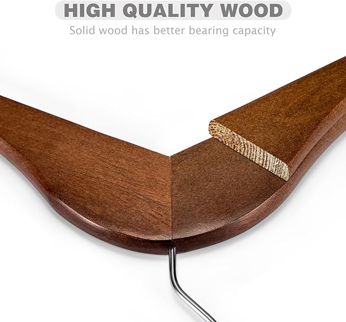 HOUSE DAY Wooden Hangers 30 Pack, Solid Wood Coat Hanger Heavy Duty, Smooth - Image 4