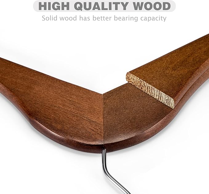HOUSE DAY Bulk Wooden Hangers 50 Pack, Heavy Duty Wood Coat Hanger - Image 4