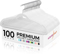 HOUSE DAY Premium Velvet Hangers 100 Pack White, Non-Slip Flocked Felt Hangers by HOUSEDAY