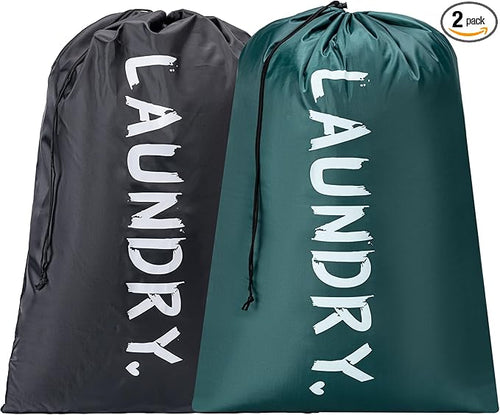 2 Pack 28" x 40"Travel Laundry Bag, Machine Washable Dirty Clothes Organizer by Unknown