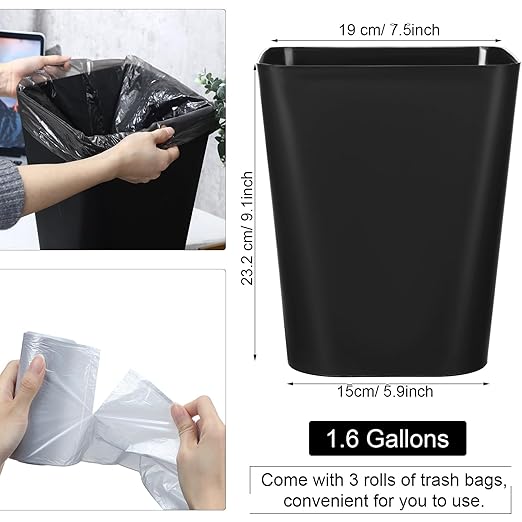 Eccliy 6 Pack Small Trash Cans for Bathroom Plastic Trash Can - Image 2