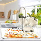 Hello Pumpkin Dish Drying Mat for Kitchen Countertop 18x24 Fall Harvest Leaves - Image 5
