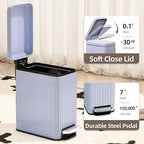 Slim Bathroom Trash Can with Lid Soft Close, 1.6 Gallon Stainless Steel Garbage - Image 4