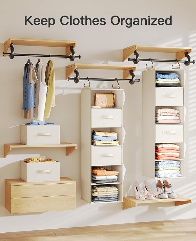 Pipishell Hanging Closet Organizer 6-Shelf, Hanging Shelves - Image 5