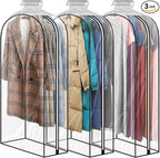 40" Clear Clothes Hangers with Smooth Side Zipper, 3 Pack by ECOMAID