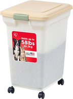 IRIS USA Dog Food Storage Container 58 lbs, Attachable Wheels, by IRISUSA