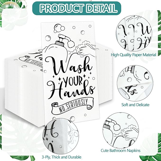 100 Pcs Disposable Hand Towels for Bathroom Paper Towels for Guests 3 Ply Wash - Image 3
