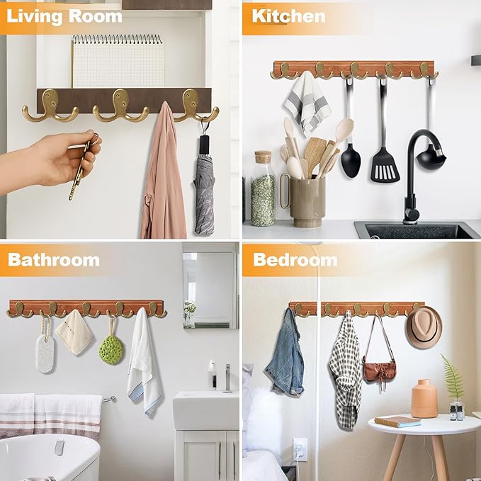 10 Pack Coat Hooks Wall Hooks for Hanging, Heavy Duty Double Prong Metal Hook - Image 2