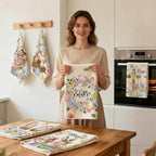 Breling Set of 6 Easter Decorations Happy Easter Kitchen Towels Rabbit Dish - Image 4