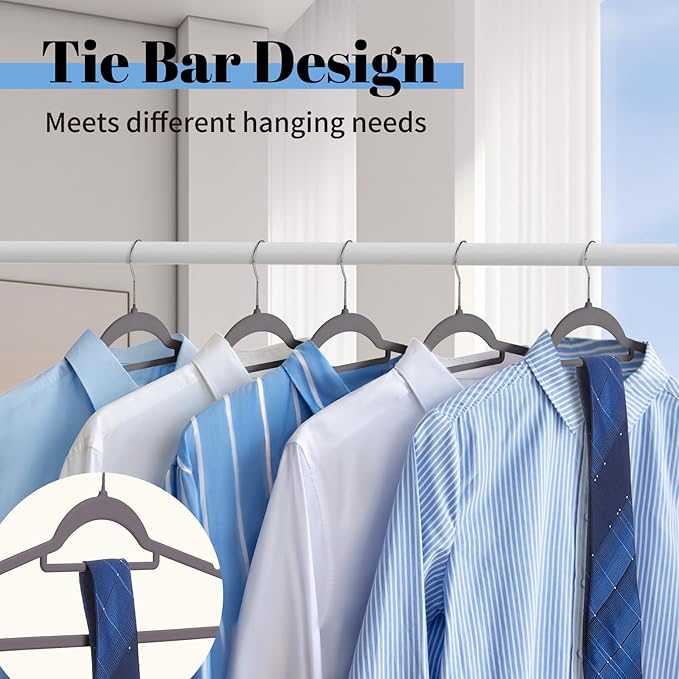 Smartor Grey Velvet Hangers 20 Pack, Space Saving Clothes Hangers - Image 5