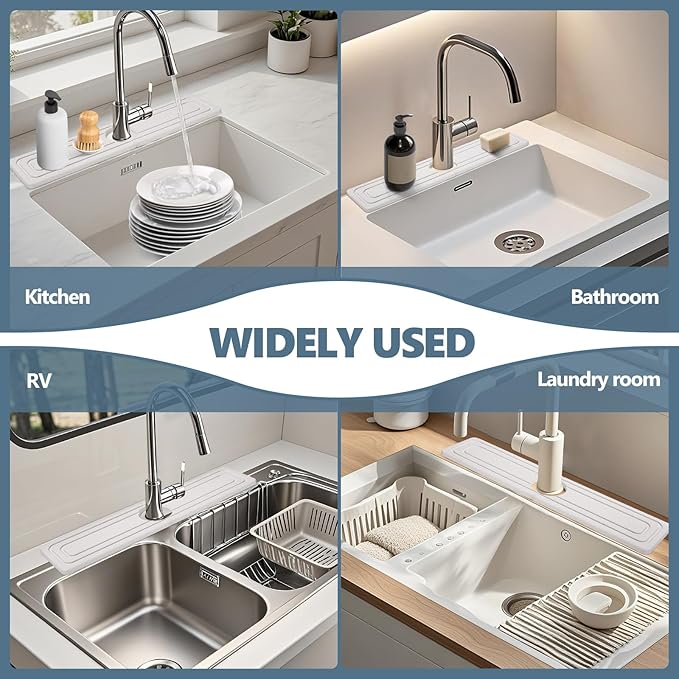 Faucet Mat for Kitchen Sink, Rapidly Absorbing Diatomite Fast Drying Stone - Image 7