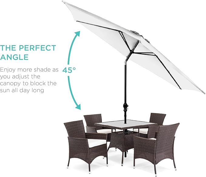 Best Choice Products 10ft Outdoor Table Compatible Steel Polyester Market Patio Umbrella w/Crank and Easy Push Button Tilt - Image 2